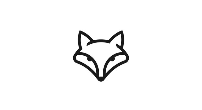 Black line art fox head illustration.