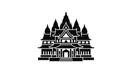 Obraz premium Ancient Temple Icon Silhouette