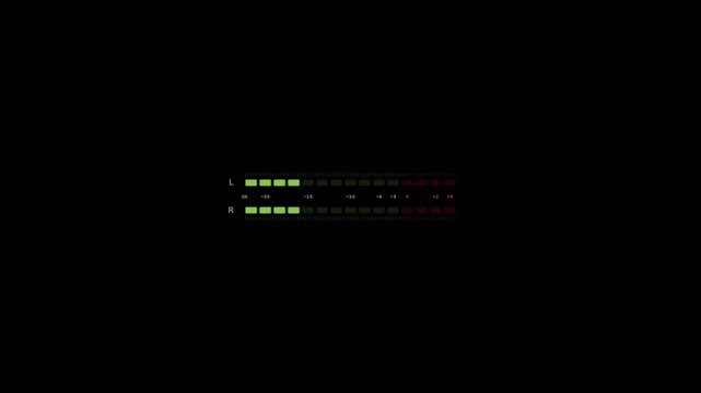 Stereo Decibel Meter Visual Display with Left and Right Channel Indicators