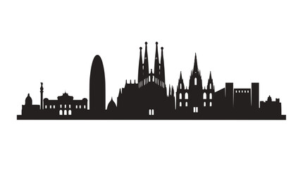 Obraz premium Barcelona Skyline Silhouette - Famous Landmarks