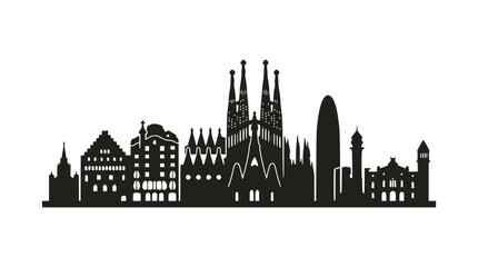 Obraz premium Barcelona Skyline Silhouette - Iconic Landmarks of Spain