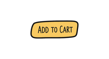 Fototapeta premium Yellow hand drawn add to cart button for ecommerce