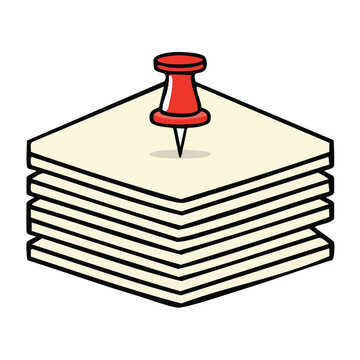 Stack of paper notes with a red pushpin