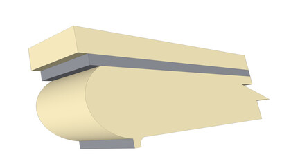 Classic crown molding cornice with decorative 3d face design element elegant plaster stucco ceiling ornament and architectural border frame for interior luxury decor © Shafiqul
