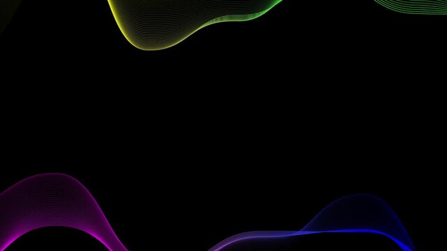 Abstract shape wave lines background animation, Abstract background with flowing multicolored wave lines at top and bottom