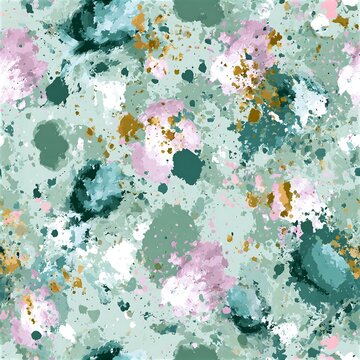 Abstract splatter confetti eggshell seamless pattern with gold flecks