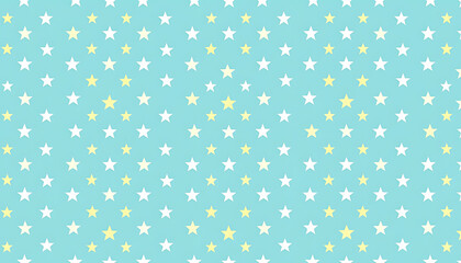 light blue background with a scattered pattern of small white and yellow hand-drawn stars, childlike playful design