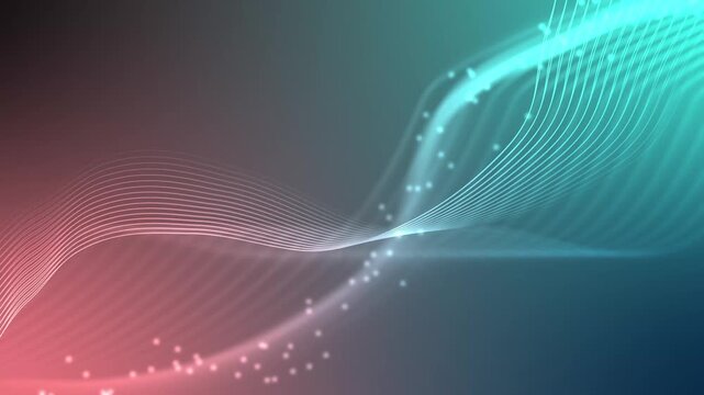 Abstract flowing wave lines background animation, Abstract wave lines and particles animated