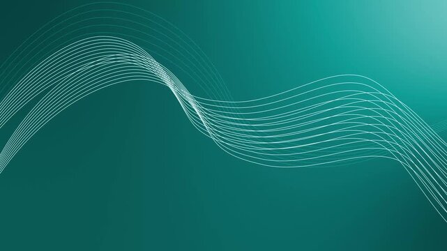 Abstract flowing wave lines background animation, Flowing white curved lines creating a minimalist wave pattern