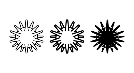 Fototapeta premium Starburst Icon Set, Sunburst Vector Graphics, Radial Burst Shapes, Abstract Starburst Elements, Simple Sunburst Designs