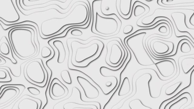 Layered topographic contour lines in white and light gray. The slow, fluid movement creates a hypnotic, modern, and calming visual effect.