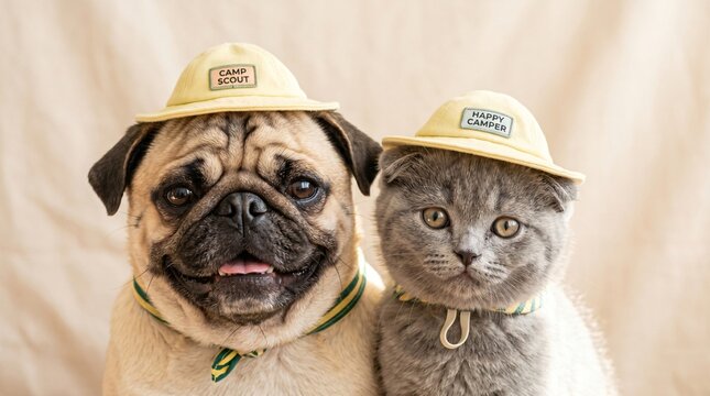 Cheerful Summer Camp Scout Style Pets Headshot
