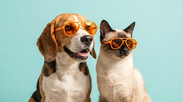 Cheerful Summer Holiday Pets High Key Portrait