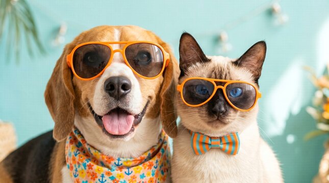 Cheerful Summer Holiday Pets High Key Headshot