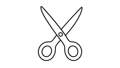 Fototapeta premium Outline icon of scissors crossed, simple line drawing, graphic element for cutting or crafting