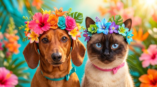 Vibrant Saturated Floral Headband Pets Summer Ad