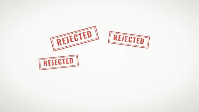 Red Rejected Stamp Mark Animation Appearing on Clean White Background Business Concept