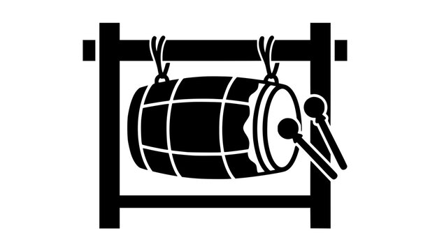Islamic traditional ramadan bedug drum silhouette isolated on white vector