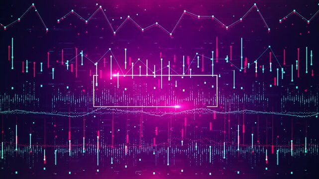 Futuristic digital stock market trading analysis background animation.