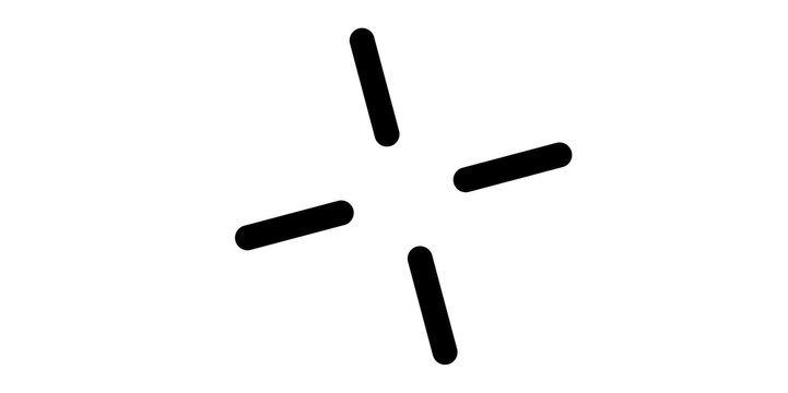 a minimalist, black-and-white graphic icon consisting of four rounded, thick lines arranged in a crosshair or plus-sign formation.