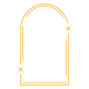 Illustration of an outline arched frame with stars on a white background