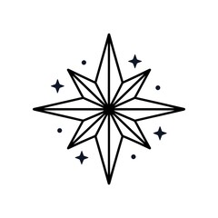 Fototapeta premium Minimal celebration star icon with elegant sparkle accents. Clean SVG vector ideal for festive designs, holiday graphics, and decorative projects.