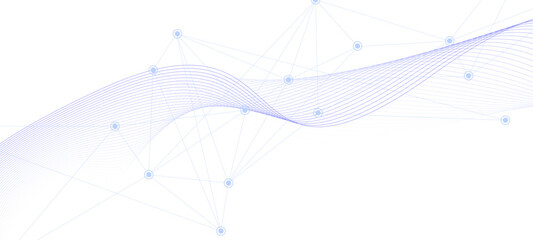 Abstract tech network connection with dots lines and wave. Digital technology vector illustration of an airplane © md