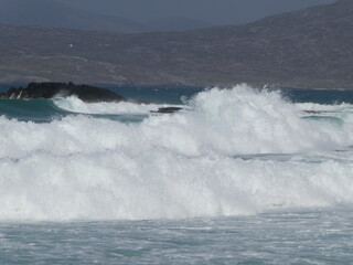 Waves crashing on Traigh Mor beach, Isle of Harris, Outer Hebrides on a sunny Spring day © Alistair MacLean