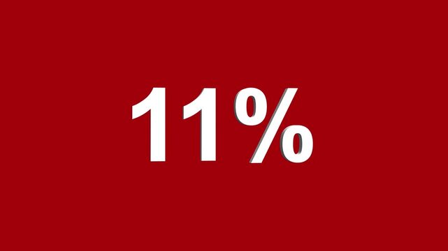 Abstract 11percent animation on black background. 11% percent discount label symbol animation online shopping, discount and sale concept.