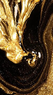 Mesmerizing Gold and Black Abstract Swirl Pattern Captured in Artistic Frames, Showcasing the Play of Light and Texture with Glittering Details