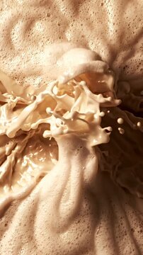 Captivating Swirls of Creamy Foam: A Visual Journey Through Luscious Chocolate and Richness Mixed with Airy Bubbles, Creating an Inviting Texture and Unique Appearance.