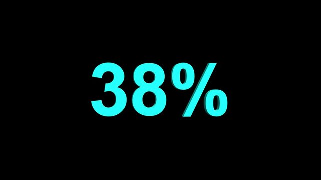 Abstract 38 percent animation on black background. 38% percent discount label symbol animation online shopping, discount and sale concept.