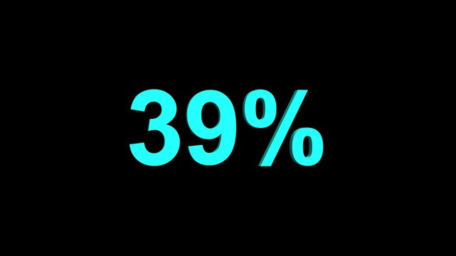 Abstract 39 percent animation on black background. 39% percent discount label symbol animation online shopping, discount and sale concept.