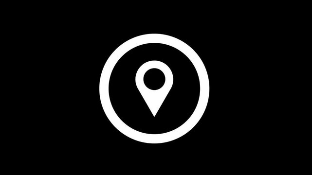 Map pointer icon set with pin symbols 4K video animation. location map pin pointer white icon,