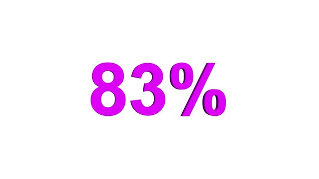 Abstract 83 percent animation on black background. 83% percent discount label symbol animation online shopping, discount and sale concept.
