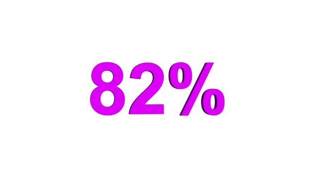 Abstract 82 percent animation on black background. 82% percent discount label symbol animation online shopping, discount and sale concept.