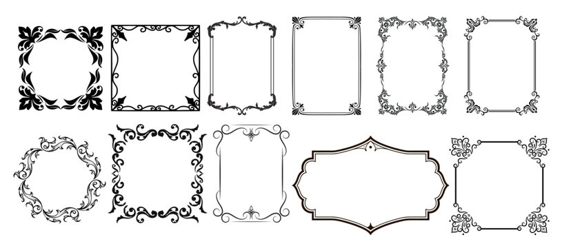 Vintage decorative frame collection and ornamental borders vector set. 