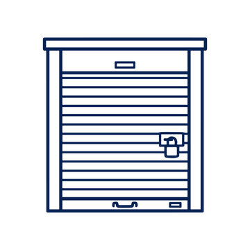 Secure metal shutter door with lock.