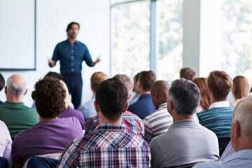 Obraz premium Business Speaker Presenting at Conference Corporate Event Presentation Concept