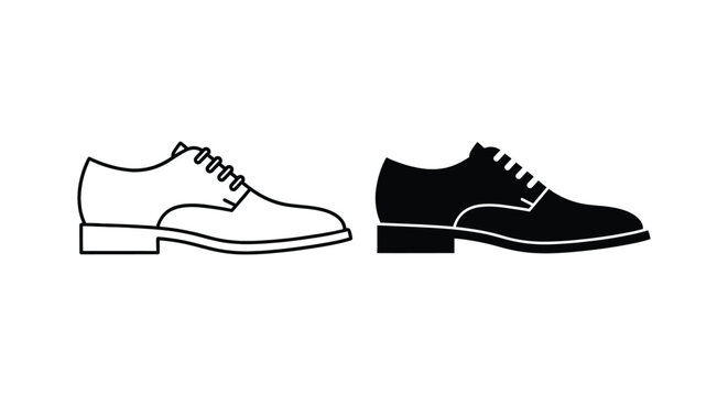 Outline and filled silhouette of a men's dress shoe
