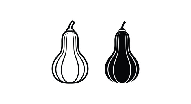 Black and white gourd illustration with striped pattern