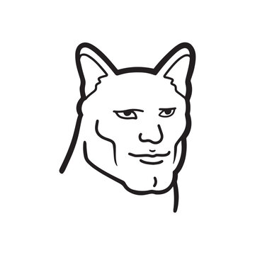 Handsome Cat Meme Vector Illustration for Stickers and Prints