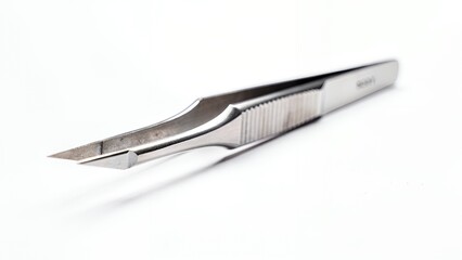 Fototapeta premium Silver metal medical tweezers tool.