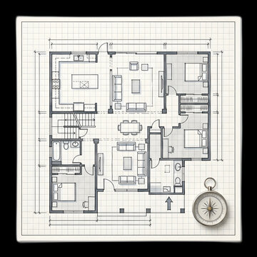 Professional architectural floor plan blueprint schematic