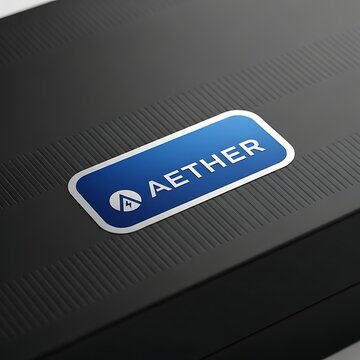 Blue Aether Logo on Textured Black Surface.