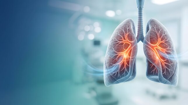 Healthy Human Lungs Anatomy with Bronchial Tree and Respiratory System Illustration