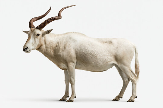 Addax Antelope Portrait isolated on white background