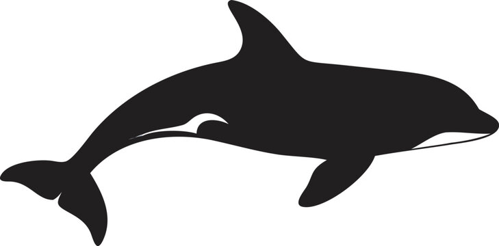 Black silhouette of a dolphin swimming