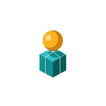 Box with a yellow sphere balanced on top