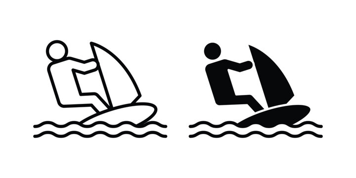 Windsurf icon graphic set. Vector icons